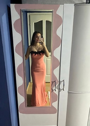 Somon Straplez Uzun Abiye Elbise - Görsel 3