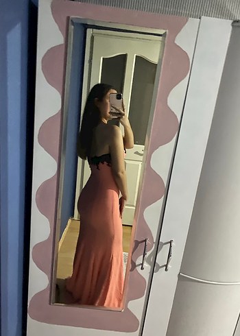 Somon Straplez Uzun Abiye Elbise - Görsel 5