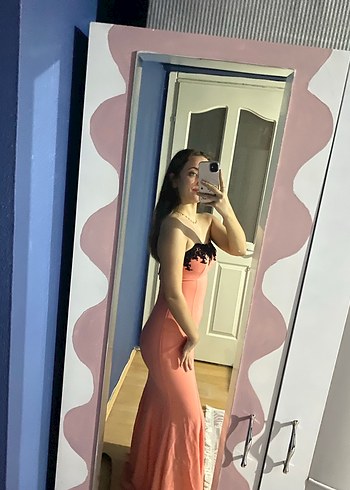 Somon Straplez Uzun Abiye Elbise - Görsel 6