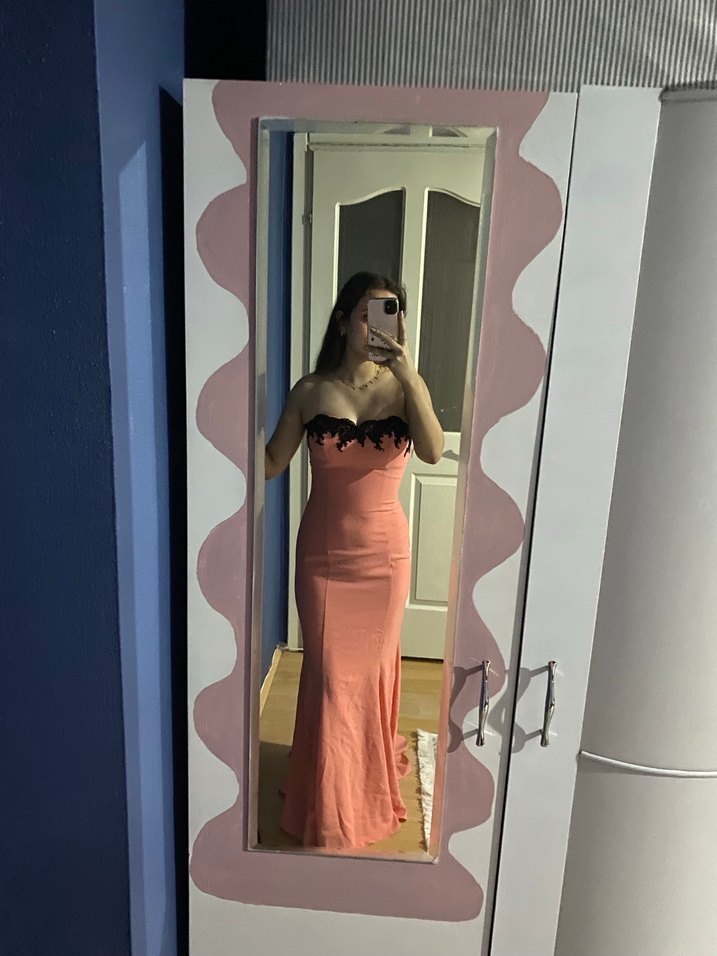 Somon Straplez Uzun Abiye Elbise - Görsel 2