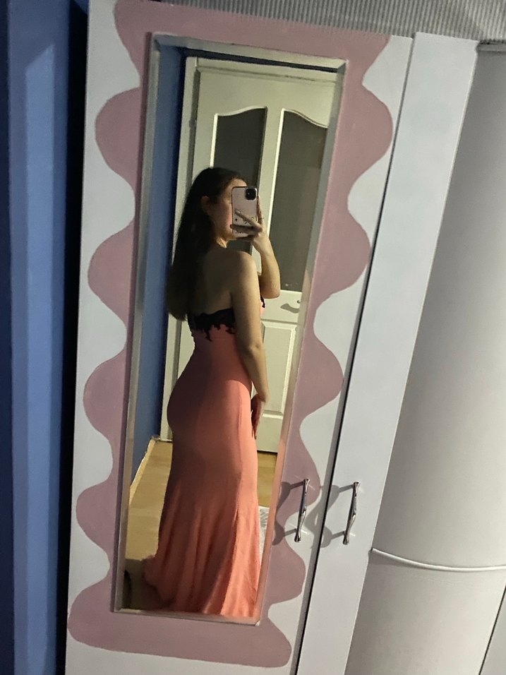 Somon Straplez Uzun Abiye Elbise - Görsel 5