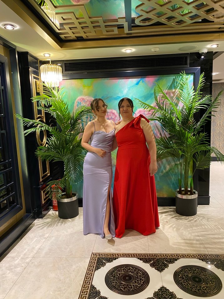 İnce askılı saten lila Renkli Uzun Abiye Elbise - Görsel 3