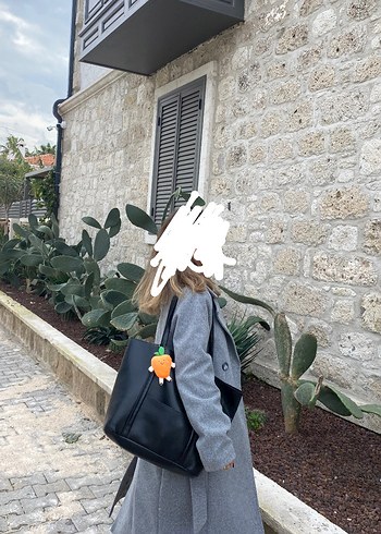 Çift düğmeli gri kaban - Görsel 3