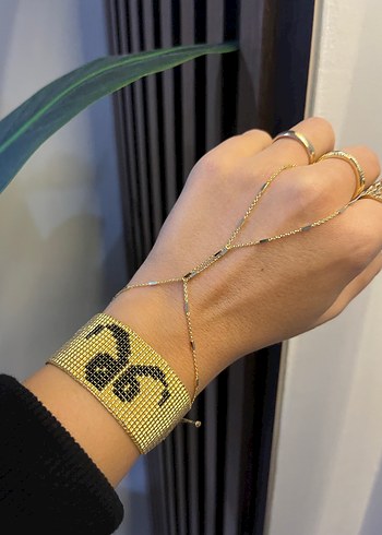 Vav Desenli miyuki Altın Renk Kadın bileklik - Görsel 2