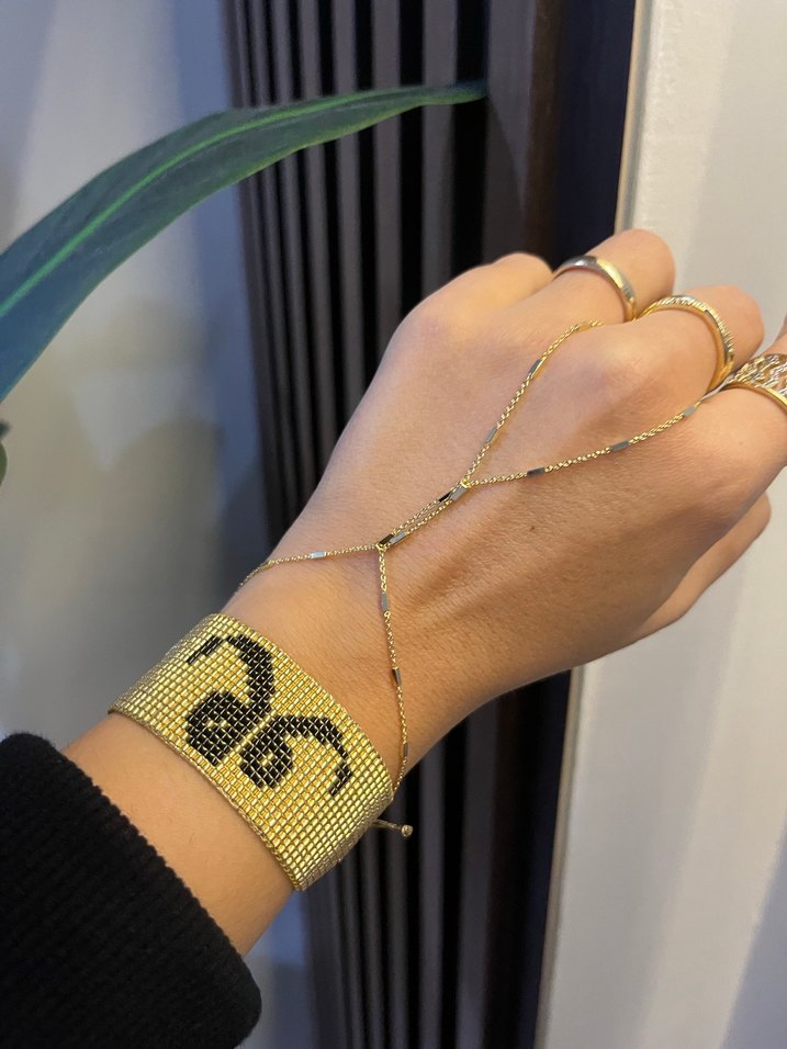 Vav Desenli miyuki Altın Renk Kadın bileklik - Görsel 2