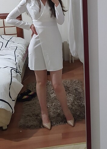 Beyaz Nikah elbisesi ceket elbise