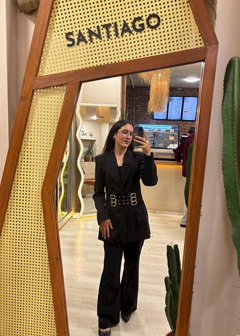 Kadın Siyah Deri Tokalı Uzun Ceket - Görsel 3