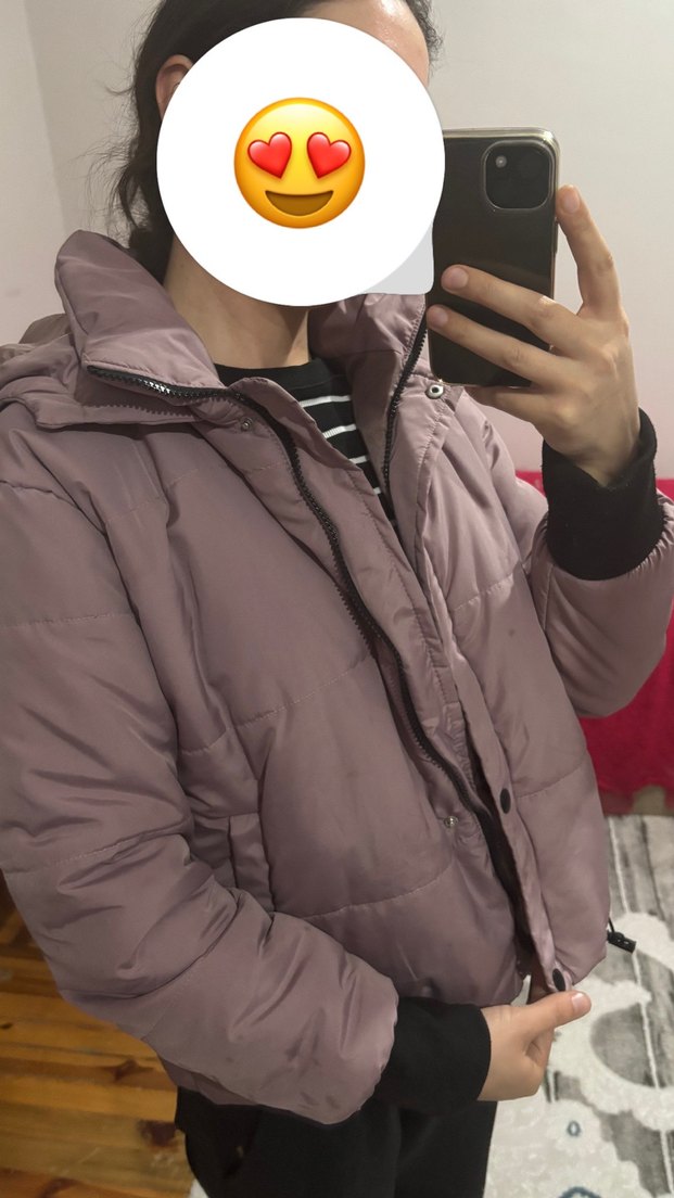 Pudra Renkli Düğmeli Kışlık Kadın Mont - Görsel 2