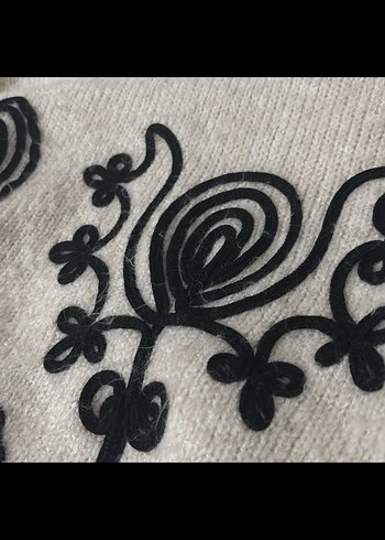 Nakışlı Bohem Kadın Kısa Triko Kazak - Görsel 3