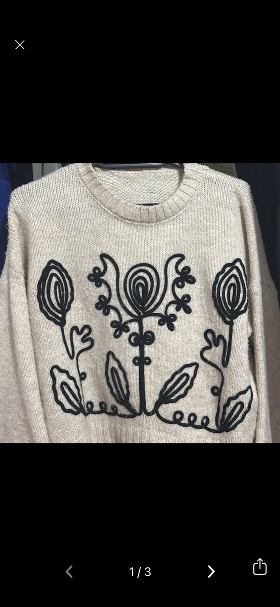 Nakışlı Bohem Kadın Kısa Triko Kazak - Görsel 2