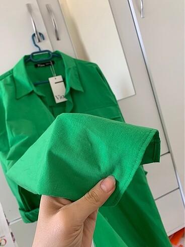 40 Beden yeşil Renk Yeşil gömlek oversize etiketli yeni