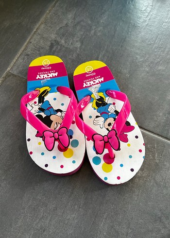 Renkli Minnie Mouse Kız Çocuk Terlikleri