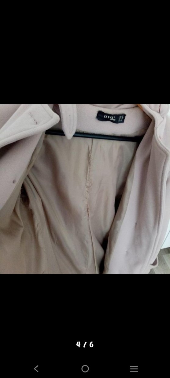 Kapüşonlu düğmeli tatlı pudra renk kaban - Görsel 5