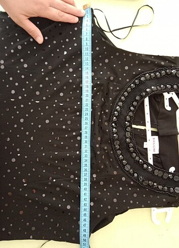 Siyah pul payetli elbise. - Görsel 6