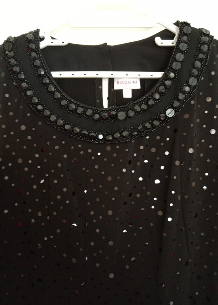 Siyah pul payetli elbise. - Görsel 2