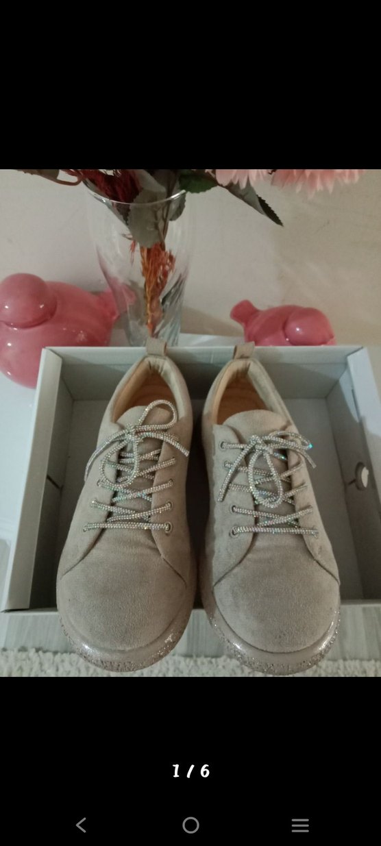 Bej Kadın tasarım ayakkabı. - Görsel 2