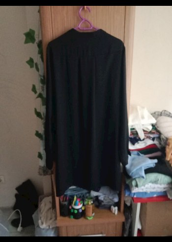 Siyah Şifon Yüksek Yakalı Fermuarlı Kadın Tunik - Görsel 6