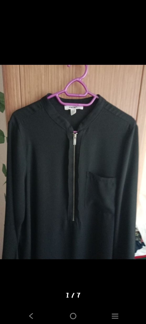 Siyah Şifon Yüksek Yakalı Fermuarlı Kadın Tunik - Görsel 5