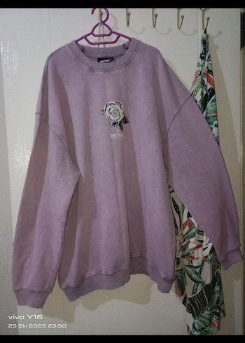 Çok tatlı lila renk Baskılı Kadın Sweatshirt - Görsel 5