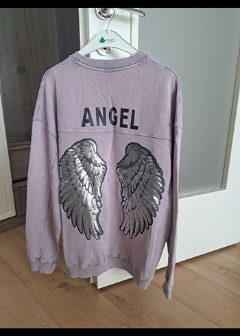 Çok tatlı lila renk Baskılı Kadın Sweatshirt - Görsel 3