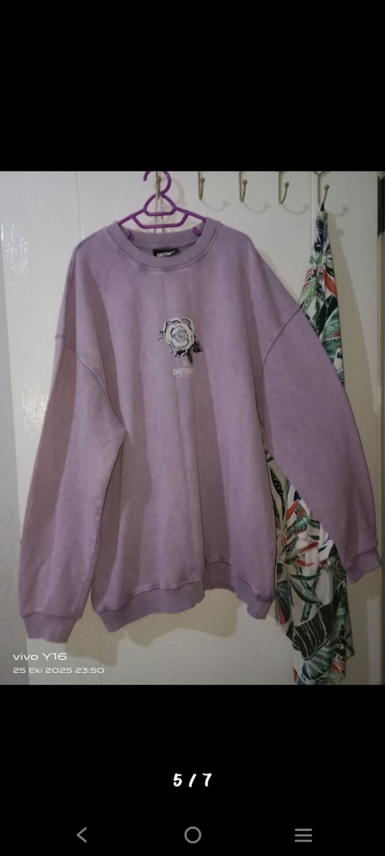 Çok tatlı lila renk Baskılı Kadın Sweatshirt - Görsel 5