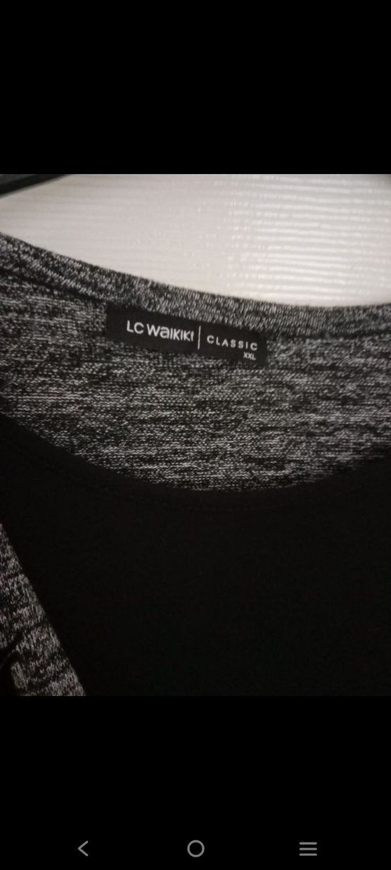 Gri Nakışlı V Yaka Uzun Triko Kazak - Görsel 3