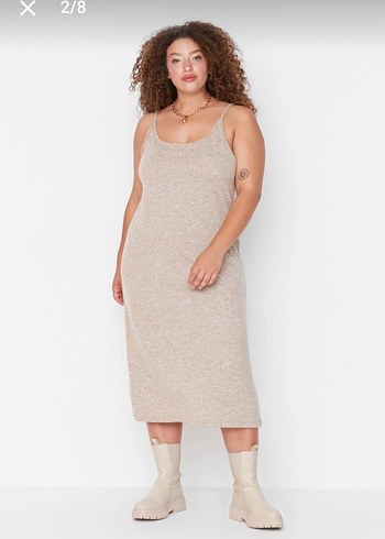 Bej Uzun Kollu Salaş Triko İkili Takım - Görsel 2