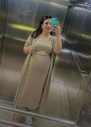 Bej Uzun Kollu Salaş Triko İkili Takım - Görsel 6