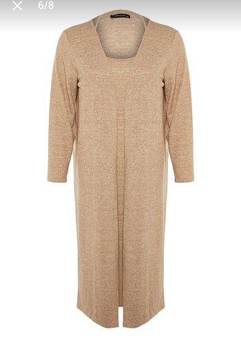 Bej Uzun Kollu Salaş Triko İkili Takım - Görsel 4