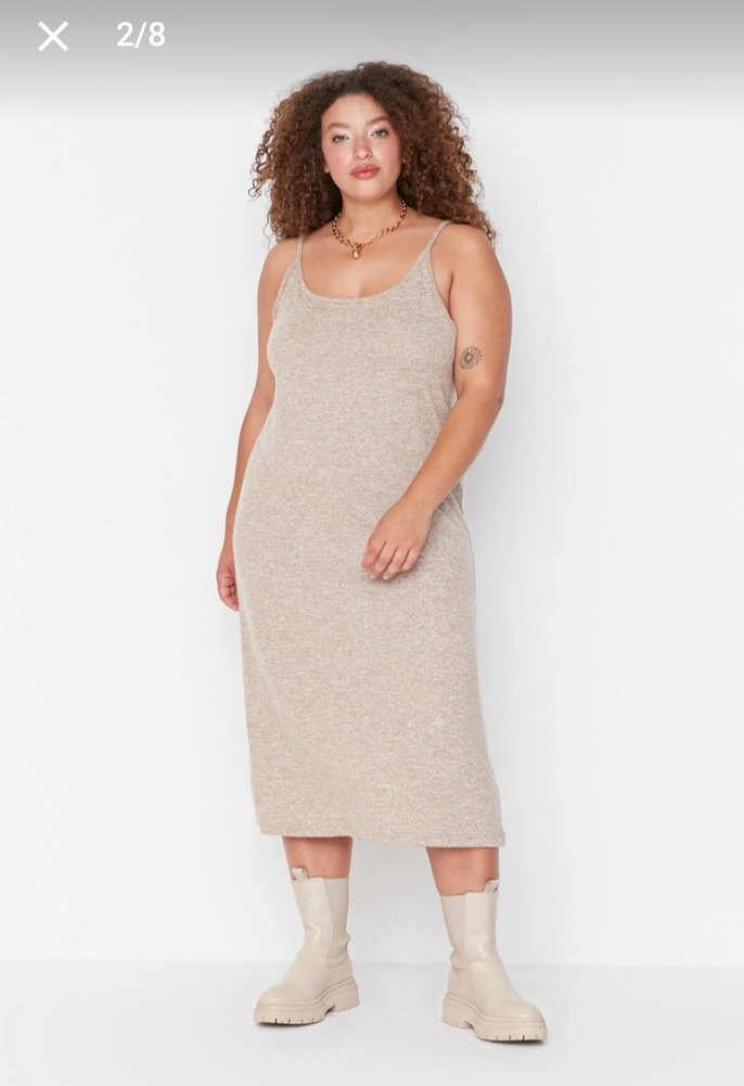 Bej Uzun Kollu Salaş Triko İkili Takım - Görsel 2