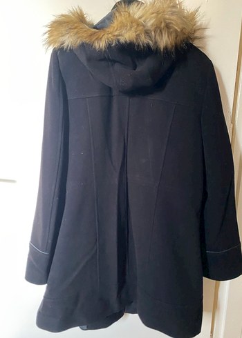 Ekol Kürklü Siyah Midi Kadın kaban - Görsel 3