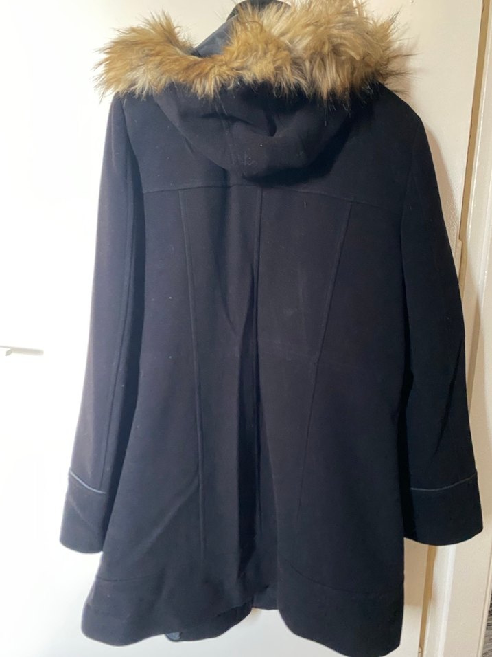 Ekol Kürklü Siyah Midi Kadın kaban - Görsel 3