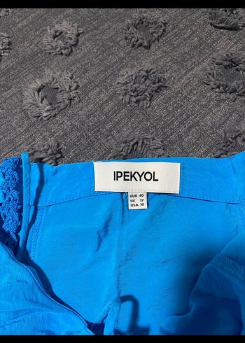 l Beden mavi Renk İpekyol Mavi Düğmeli Uzun Elbise