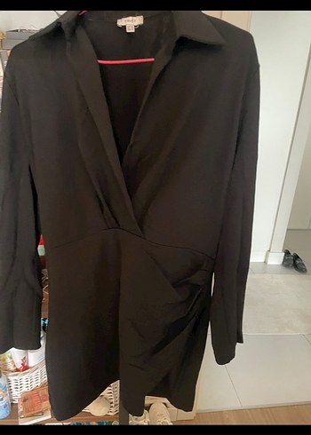 Twist Drapeli Siyah Mini elbise