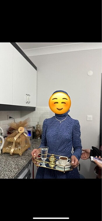 Refka Tesettür Giyim MAVİ TAŞLI ABİYE