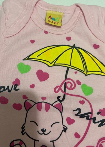Pembe Kısa Kollu Baskılı Bebek Body - Görsel 2