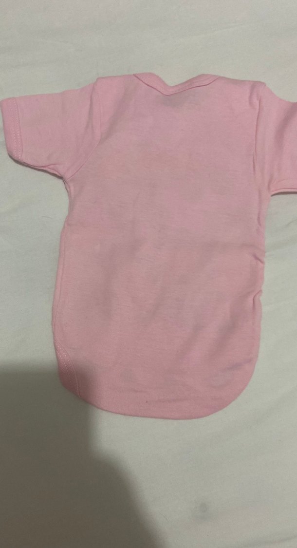 Pembe Kısa Kollu Baskılı Bebek Body - Görsel 4