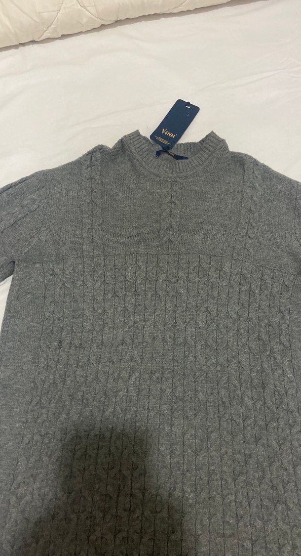 Gri Örgü Kadın Triko Kazak - Görsel 2