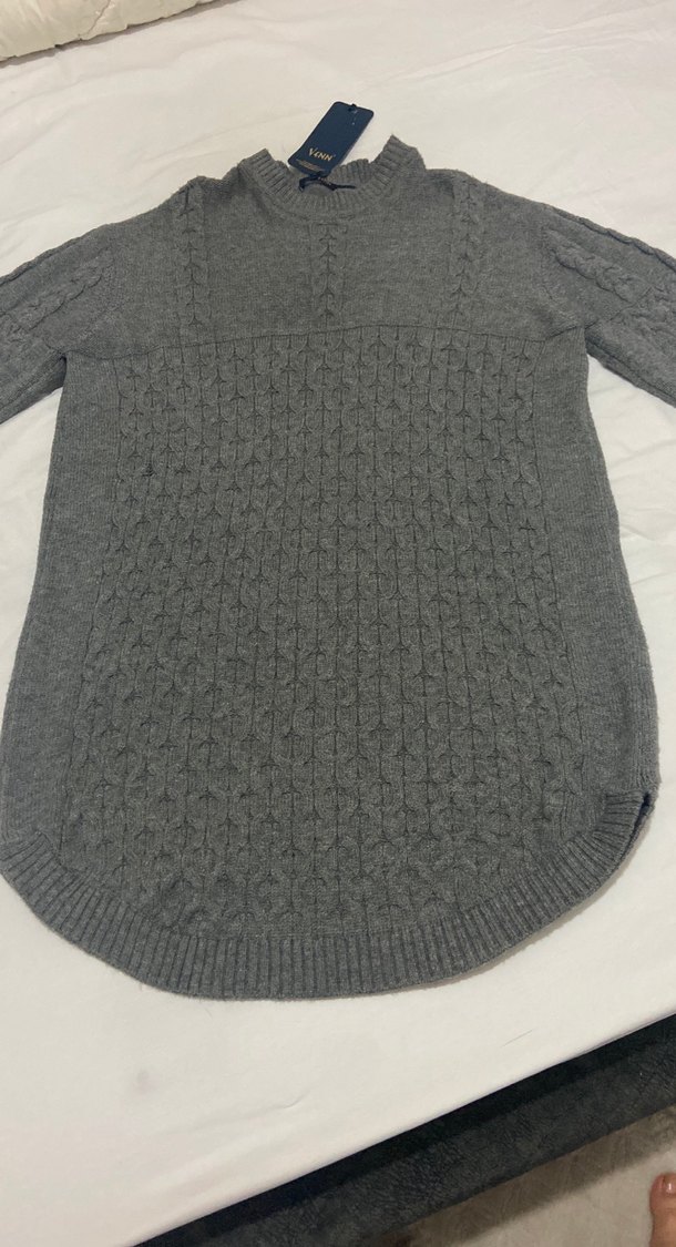 Gri Örgü Kadın Triko Kazak - Görsel 4