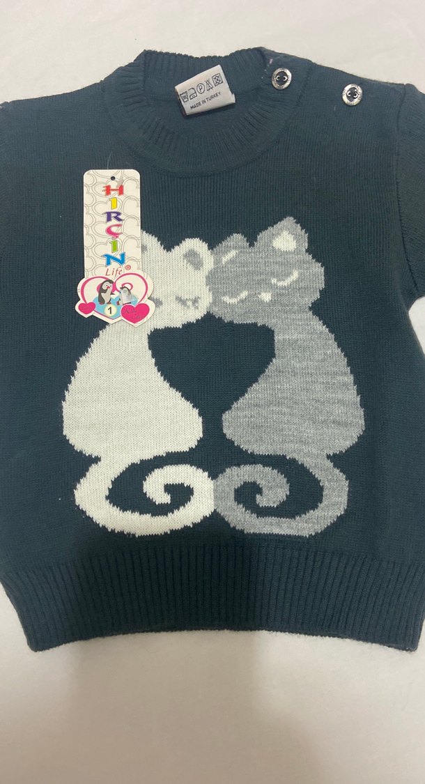 Erkek Çocuk Gri Desenli Triko Kazak - Görsel 2