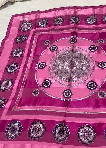 Dantelli Pembe Bohem İpek Şal - Görsel 2