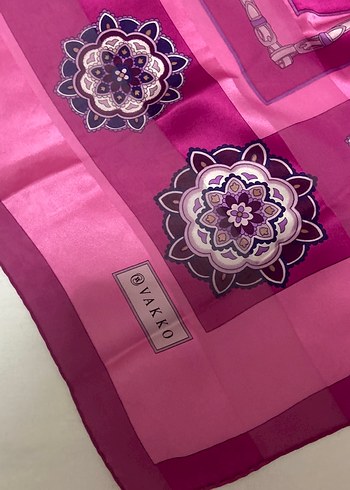 Dantelli Pembe Bohem İpek Şal - Görsel 3