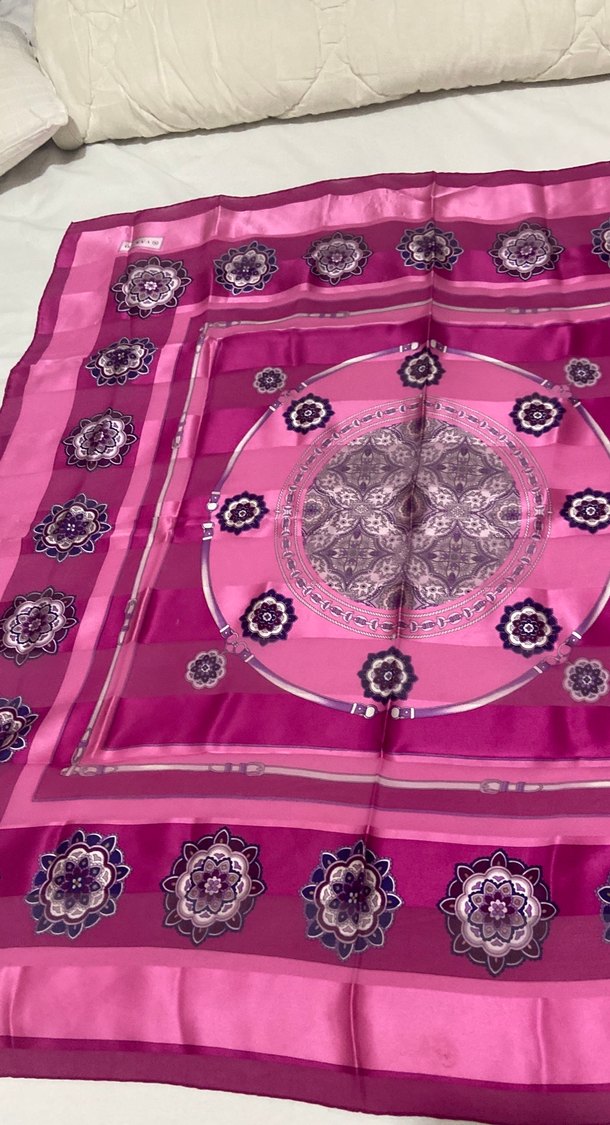 Dantelli Pembe Bohem İpek Şal - Görsel 2