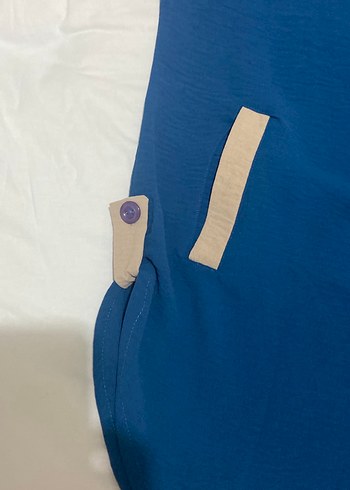 Lacivert Kısa Kollu Kadın Keten Tişört - Görsel 5