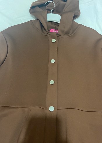 Düğmeli Kapüşonlu Uzun Kahverengi ikili takım - Görsel 4