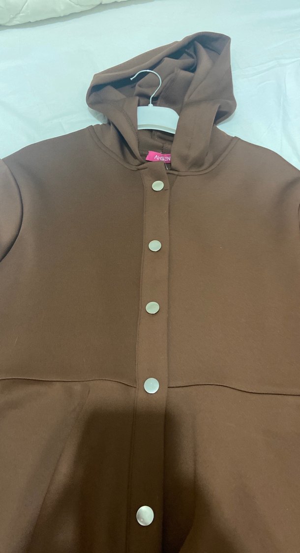 Düğmeli Kapüşonlu Uzun Kahverengi ikili takım - Görsel 4