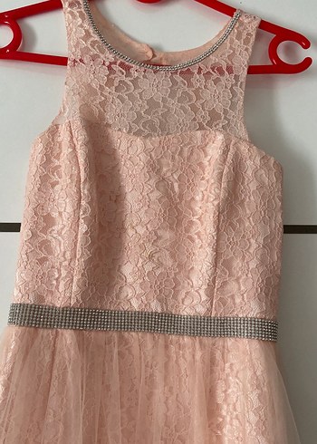 Dantel Detaylı Pembe Kız Çocuk Elbise - Görsel 5