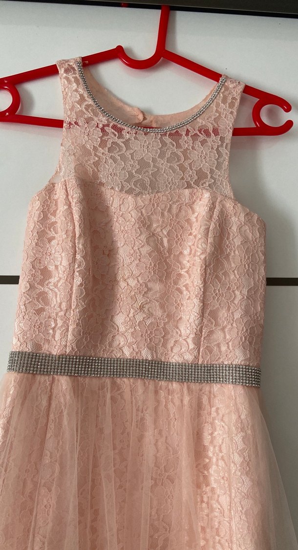 Dantel Detaylı Pembe Kız Çocuk Elbise - Görsel 5