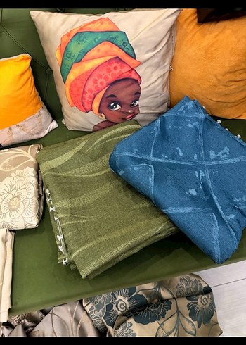 YEŞİL KETEN ÇİFT KANAT FON PERDE - Görsel 4