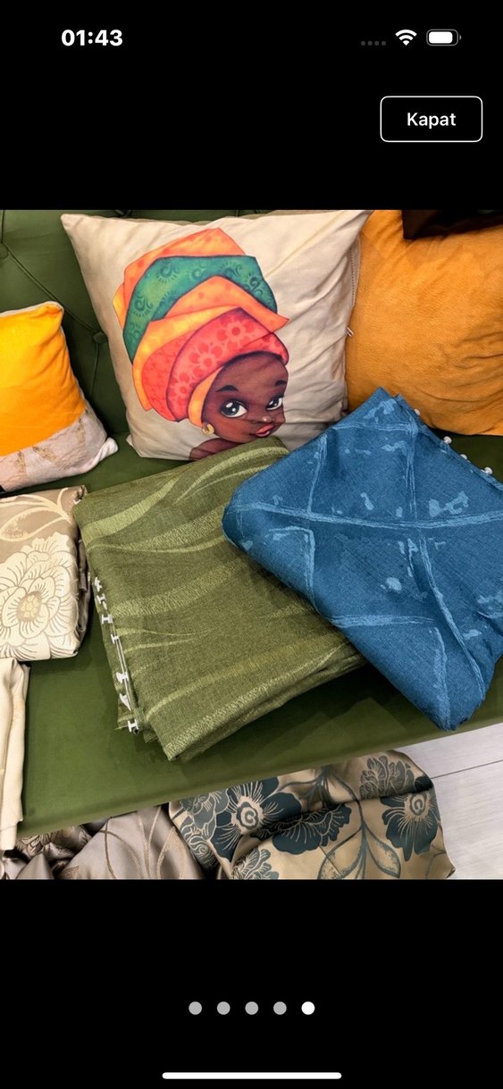 YEŞİL KETEN ÇİFT KANAT FON PERDE - Görsel 4